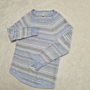 LL Bean Knit Sweater Womens XS Round Neck Long Sleeve Pullover Striped